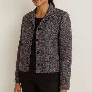 Soirée Vintage 100% Silk Rainbow Multicolor Made in USA Blazer Jacket Size M